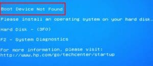 Komunikat No boot device