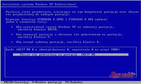 nie podzielony obszar dysku