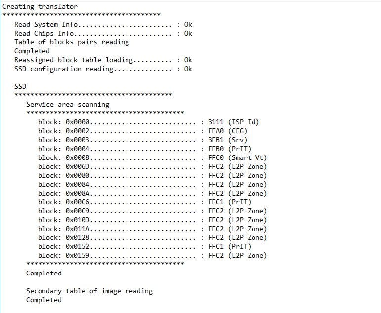 Odbudowa translatora dysku SSD