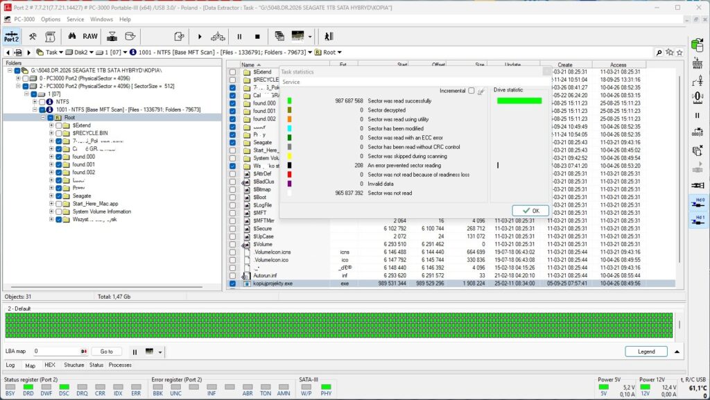 odzyskiwanie danych z Seagate ST1000LM035 Data Extractor