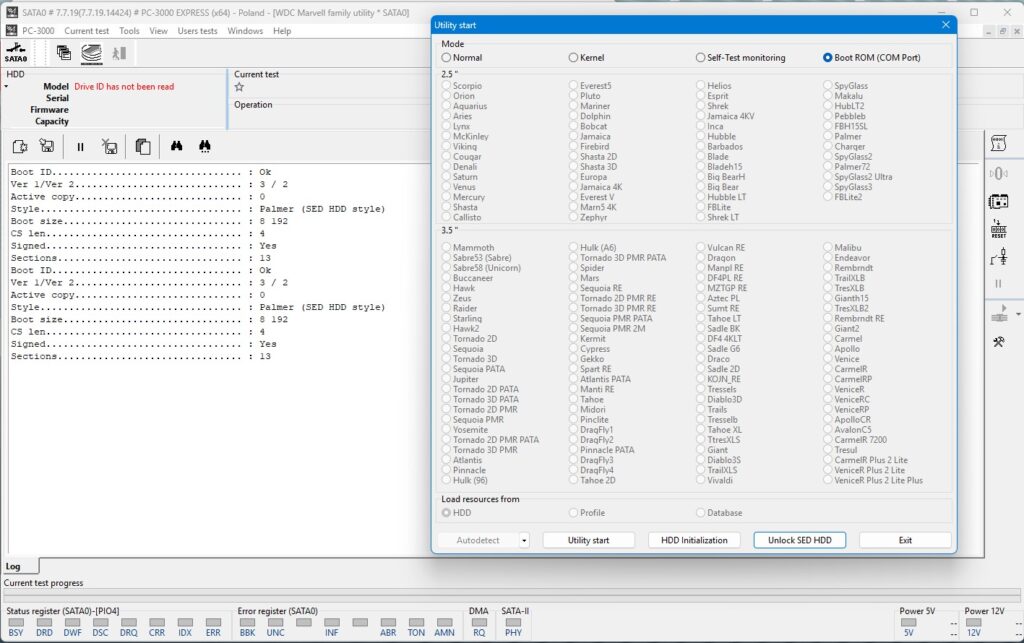 odblokowanie rom dysku wd palmer w pc-3000 Express